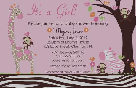 Safari Girl Baby Shower Invitations