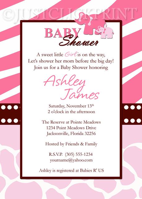 Safari Girl Baby Shower Invitations