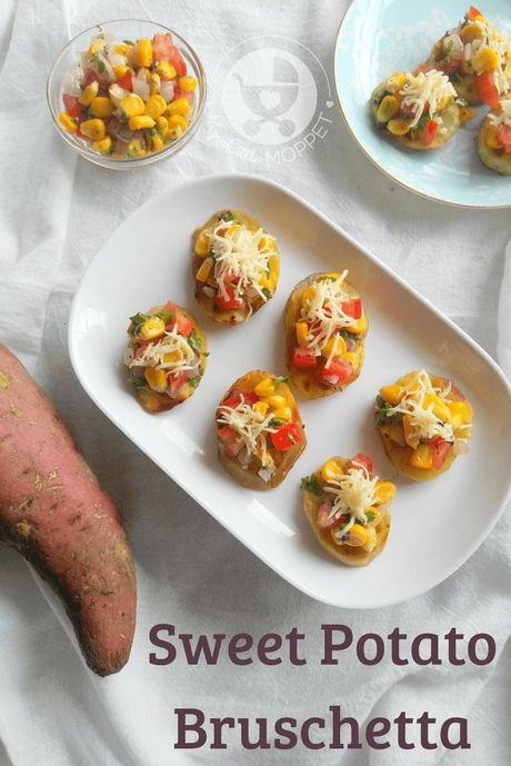 Sweet potatoes are among the healthiest carbs out there, and this sweet potato bruschetta makes the perfect healthy snack for kids!