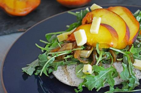 Grilled Chicken with Grilled Peach & Arugula Salad (gluten free)