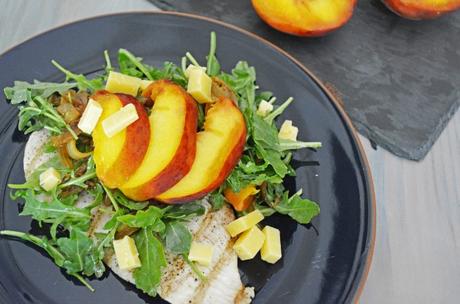 Grilled Chicken with Grilled Peach & Arugula Salad (gluten free)