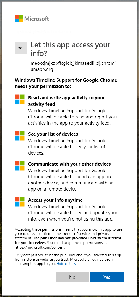 How to Integrate Windows 10 Timeline in Chrome and Firefox windows timeline support permissions