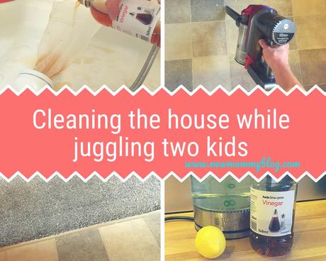 Cleaning the house while juggling two kids