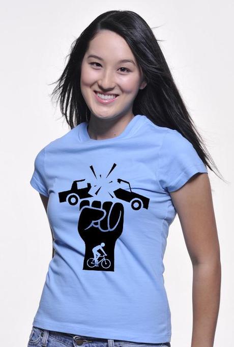 One Less Car, fist, t-shirt,