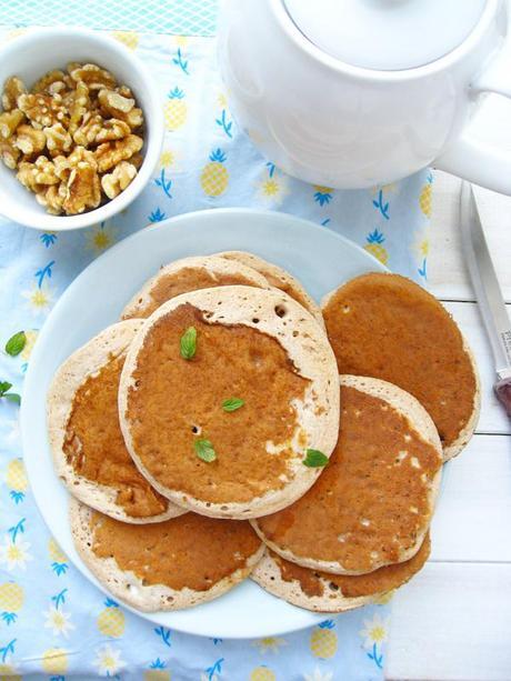 Buckwheat Pancakes with Cottage Cheese-Walnuts and Caramelized Apples