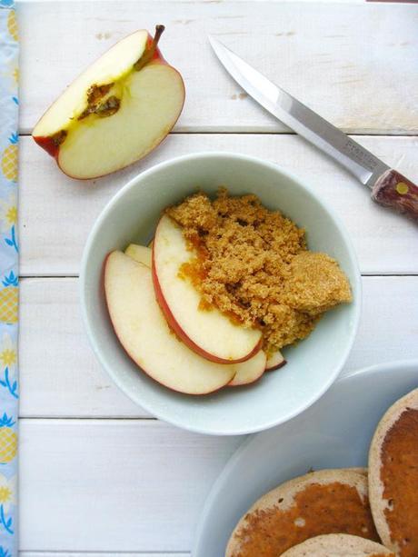 Buckwheat Pancakes with Cottage Cheese-Walnuts and Caramelized Apples