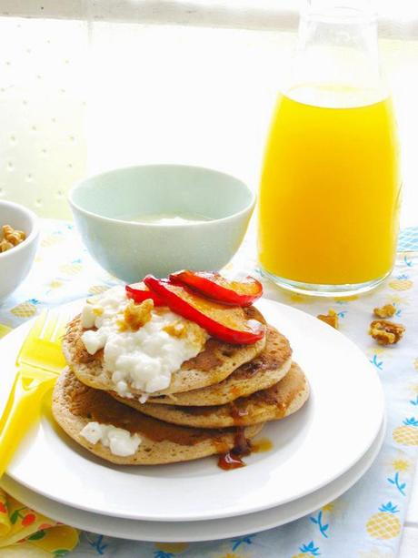 Buckwheat Pancakes With Cottage Cheese Walnuts And Caramelized