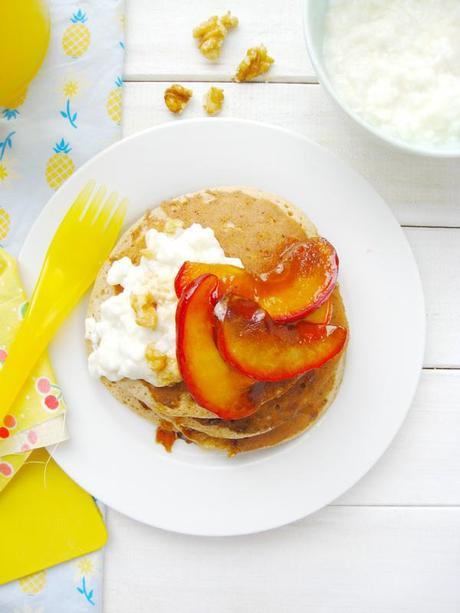 Buckwheat Pancakes with Cottage Cheese-Walnuts and Caramelized Apples