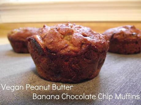 Vegan Peanut Butter Banana Chocolate Chip Muffins 650x487 Vegan Peanut Butter Banana Chocolate Chip Muffins