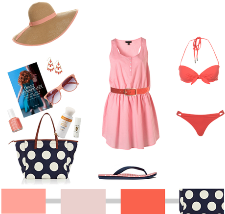 Beach Wear {Salmon + Coral + Navy Polka Dots}…