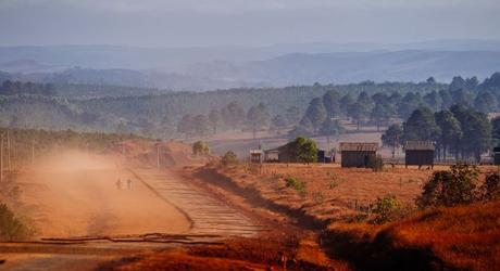 The 'red soil' landscape of Rattanakiri in the dry season.