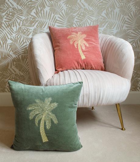 Interior deign tips- tropical velvet cushions