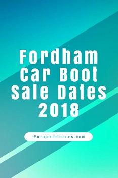 Fordham Car Boot Sale Dates 2018