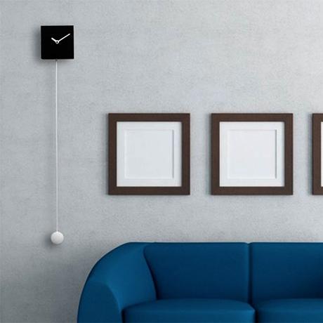 Progetti Long Time Modern Pendulum Wooden Wall Clock, Black