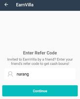 earnvilla app referral code