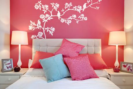 pink cherry blossom painting bedroom