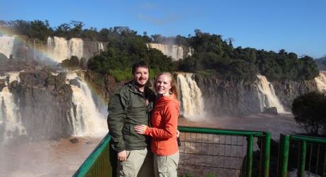 Enchanting Travels guests Mr and Mrs Cullum at the Brazilian side of Iguazu Falls