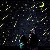 Image: Guang-T Glow in Dark Stars and Moon Meteor Shower | Fluorescent Wall Stickers | Glowing Stars for Ceiling and Wall Decals | Removable Wallpapers | Perfect for Kids Bedding Room or Party Birthday Gift
