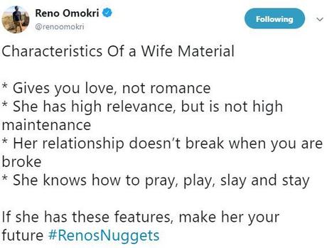 Reno Omokri Lists 4 Characteristics Of A Good Wife Material