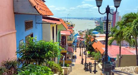 Enchanting Travels Ecuador Tours View of the Las Penas neighborhood on Santa Ana Hill in Guayaquil,
