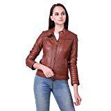 Leather Retail Woman Brown Color Faux Leather Jacket