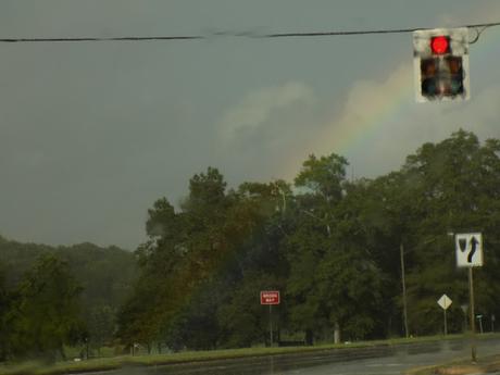 Driving through a rainbow