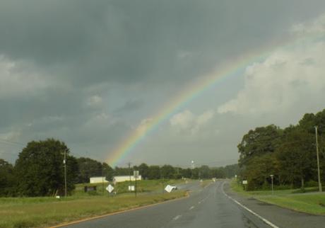Driving through a rainbow