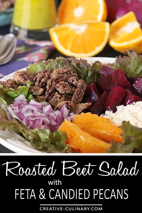 Roasted Beet Salad with Oranges, Pecans & Feta Cheese