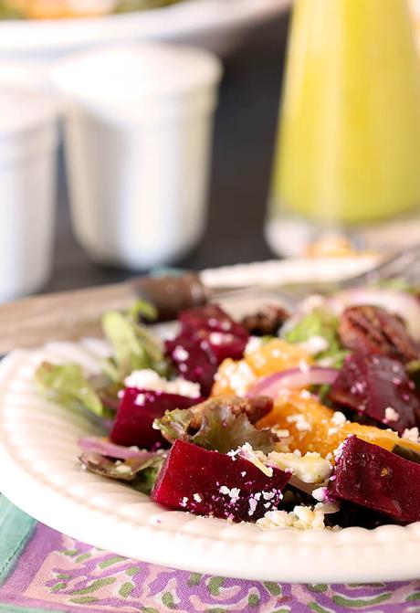 Roasted Beet Salad with Oranges, Pecans & Feta Cheese Roasted Beet Salad with Oranges, Pecans & Feta Cheese