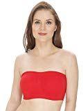 Kyron Fashions Womens Tube Top/Tube Bra with detectable Pad, Strapless, Seamless (Free Size 28-to36) Many Colors (B, Red)