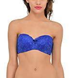 PrettyCat Strapless Pushup Lace Bra (B, Blue, 36)