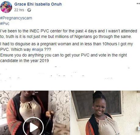 Young Lady Fakes Pregnancy Just To Get Her PVC After 4 Days Of Trying In Abuja (See Photos)