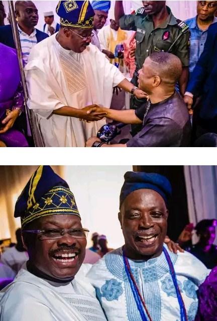 Photos Of Gov. Ajimobi Spotted In Celebratory Mood With Ayefele At Olubadan’s 90th Birthday