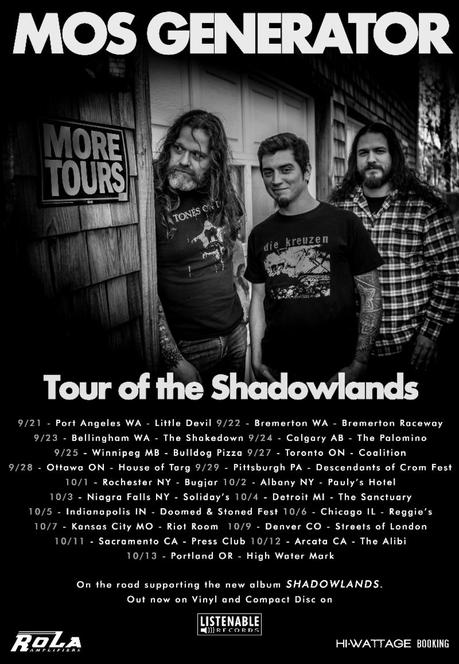 MOS GENERATOR: Heavy Rock Power Trio Confirms US/Canadian Headlining Tour In Support Of Shadowlands Full-Length