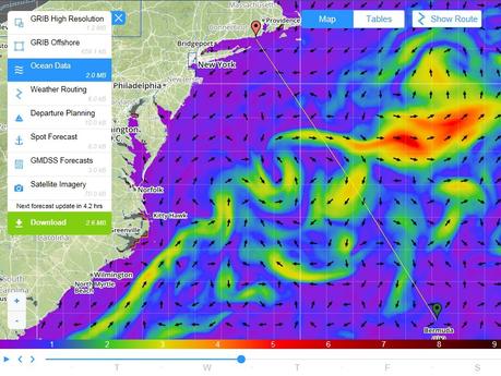 PredictWind screenshot showing ocean current data