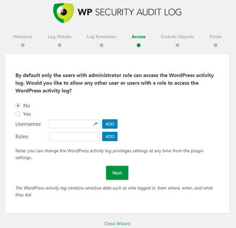 WP Security Audit Log Access