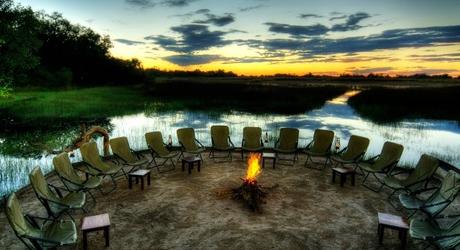 Campfire at Kanana Camp in Okavango Delta, Botswana