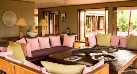 The lounge area at Sayari Camp in the Serengeti, Tanzania