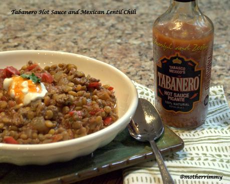 Mexican Lentil and Beef Chili with Tabanero Hot Sauce