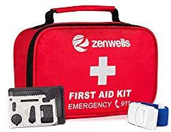 Image: First Aid Kit Trauma Bag; 154 Pieces Medical Supplies for Car Emergency, Complete Med Kit Tactical, EDC Gear for Camping, Hiking, Backpacking, Travel, Home, Businesses Plus Tourniquet and Safety Blanket