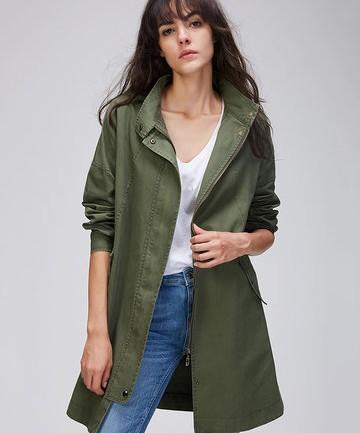 JAZZEVAR Cotton Army Green Trench Coats For Women