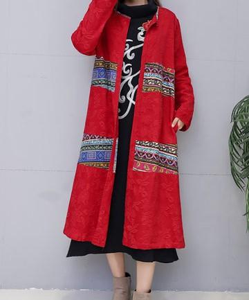 Elegant Stitching Printed Jacquard Trench Coats For Women