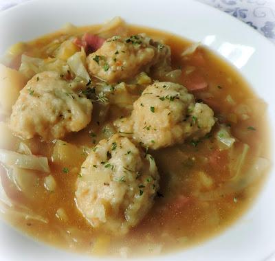 Cabbage & Ham Soup with Cheese Dumplings