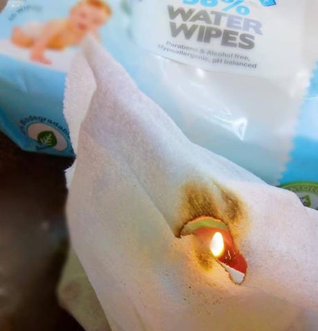 WINNER OF WET WIPES DETERMINED BY A FLAME TEST