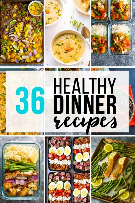 collage image with Healthy Dinner Ideas you can Meal Prep