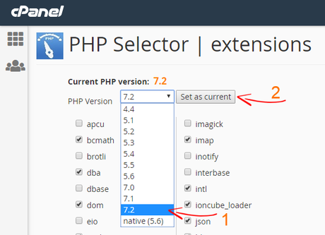 Hosting cPanel PHP Selector