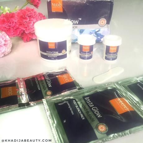 VLCC Insta Glow Diamond Bleach review| 3 easy steps to bleach vlcc diamond bleach review, KHADIJA BEAUTY