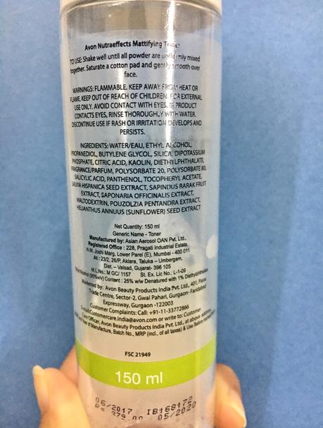 Avon Nutra Effects Mattifying Toner