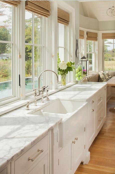 country kitchen decor ideas - 25. Kitchen with Signature Hardware Sink - Harptimes.com