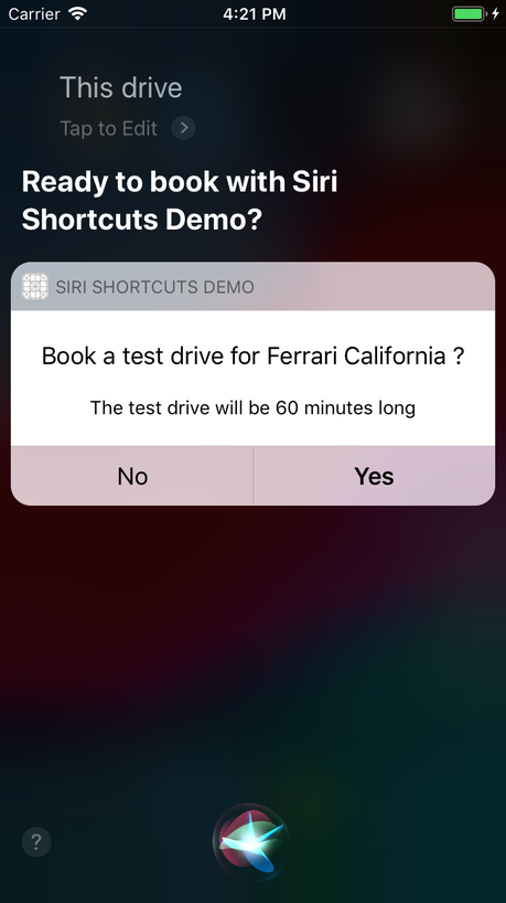 Book a test drive with Siri Shortcuts (a Siri Shortcuts intro)